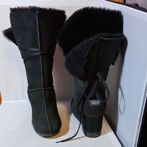 UGG brand black suede and shearling boots